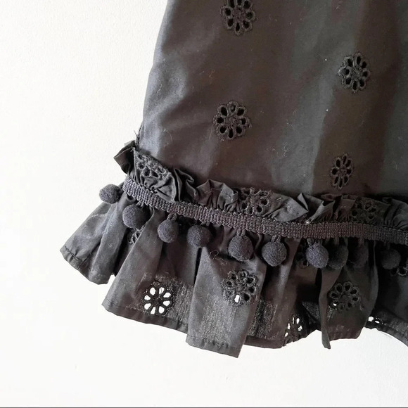 J Crew Reimagined Pom Pom‎ Trim Eyelet Top Black XS Cotton Summer Coquette Tank - Picture 6 of 9